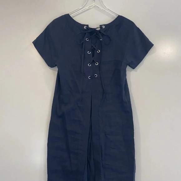 Theory Womens Lace Back‎ Raglan Caliver Linen Blend Dress Size 6 - Picture 4 of 6